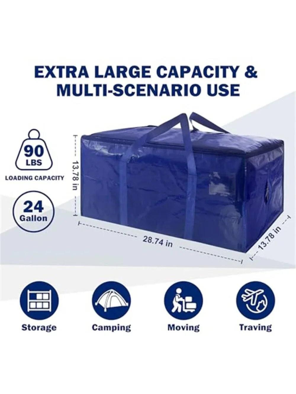 8 Pack Extra Heavy Duty Large Moving Bags with Strong Zipper & Carrying Handles